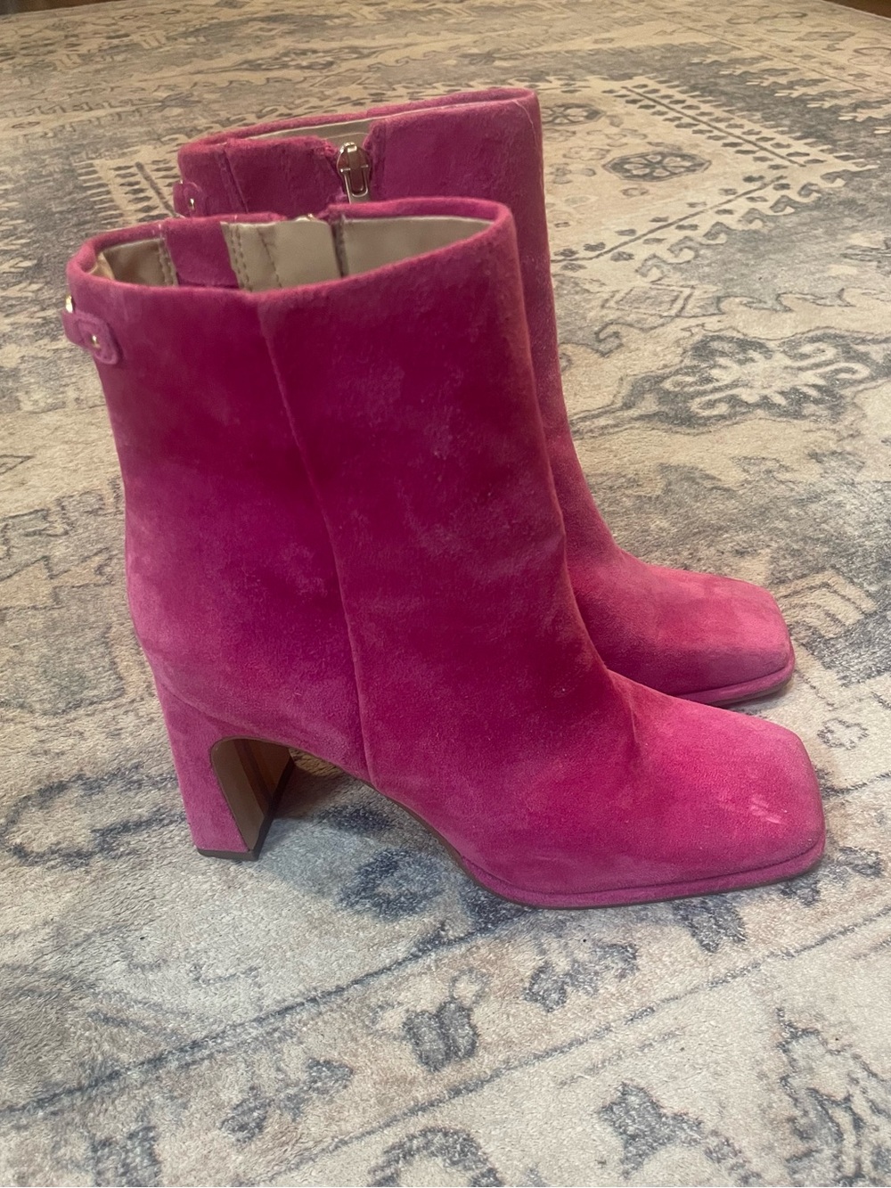 Sam Edelman Irie Women's Suede Ankle Boots in Fuchsia Pink